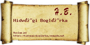 Hidvégi Boglárka névjegykártya
